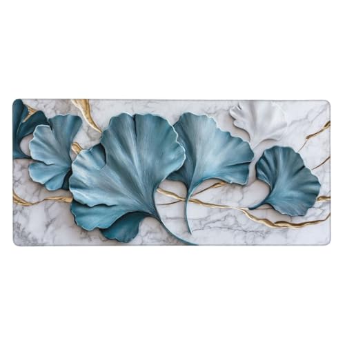 Blau Mauspad XXL Gaming 1200x600x3 mm, Mauspad Groß Blume Mousepad mit Anti Rutsch Basis und Wasser Resistent Weiche Oberfläche, Verbesserung Präzision und Geschwindigkeit der Büroarbeit, Desk Mat von Wuleogxi