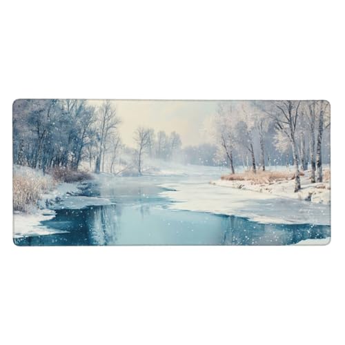 Blau Mauspad XXL Gaming 1200x600x3 mm, Mauspad Groß Winter Mousepad mit Anti Rutsch Basis und Wasser Resistent Weiche Oberfläche, Verbesserung Präzision und Geschwindigkeit der Büroarbeit, Desk Mat von Wuleogxi