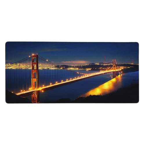 Brücke Gaming Mauspad XXL 600x300x3 mm, Licht Mauspad Groß Vernähte Kanten, Mousepad mit Anti Rutsch Basis Resistent Weiche Oberfläche, Schreibtisch Unterlage für Tastatur, PC, Laptop Dekorieren-L1393 von Wuleogxi