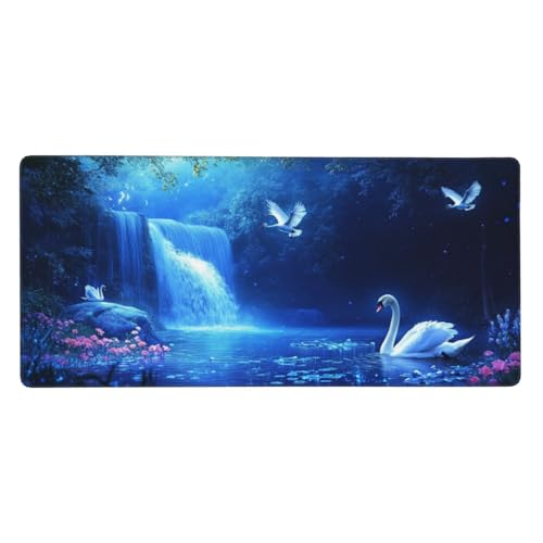 Fallen Gaming Mauspad XXL 900x400x3 mm, Landschaft Mauspad Groß Vernähte Kanten, Mousepad mit Anti Rutsch Basis Resistent Weiche Oberfläche, Schreibtisch Unterlage für PC, Laptop Dekorieren-L1015 von Wuleogxi