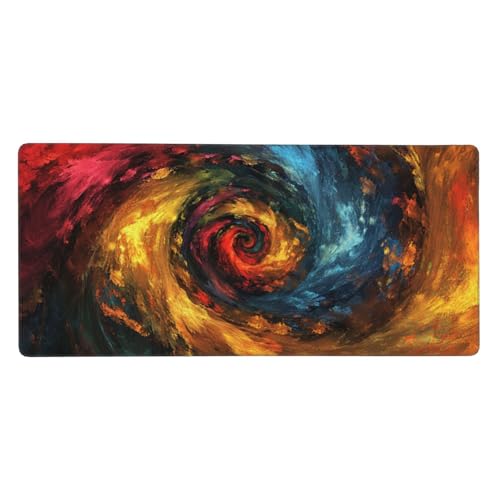 Farbe Gaming Mauspad XXL 800x400x3 mm, Wirbel Mauspad Groß Vernähte Kanten, Mousepad mit Anti Rutsch Basis und Wasser Resistent Weiche Oberfläche, Schreibtisch Unterlage für Tastatur, PC, Laptop von Wuleogxi