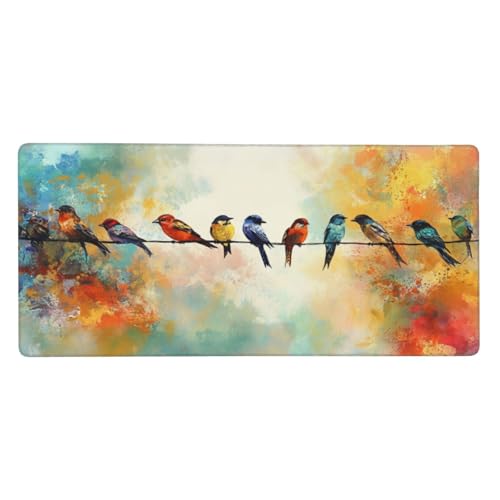 Farbe Mauspad XXL Gaming 1200x600x3 mm, Mauspad Groß Vogel Mousepad mit Anti Rutsch Basis und Wasser Resistent Weiche Oberfläche, Verbesserung Präzision und Geschwindigkeit der Büroarbeit, Desk Mat von Wuleogxi