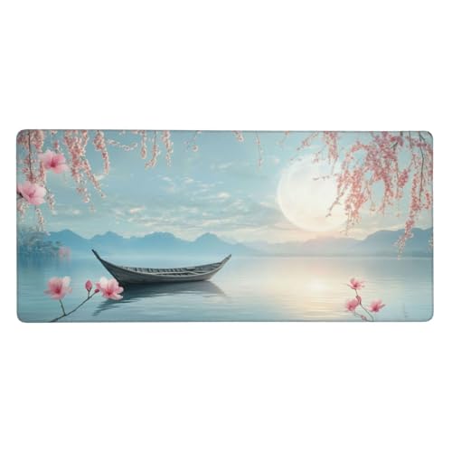 Japan Mauspad XXL Gaming 700x400x3 mm, Mauspad Groß Landschaft Mousepad mit Anti Rutsch Basis und Wasser Resistent Weiche Oberfläche, Verbesserung Präzision Geschwindigkeit der Büroarbeit, Desk Mat von Wuleogxi