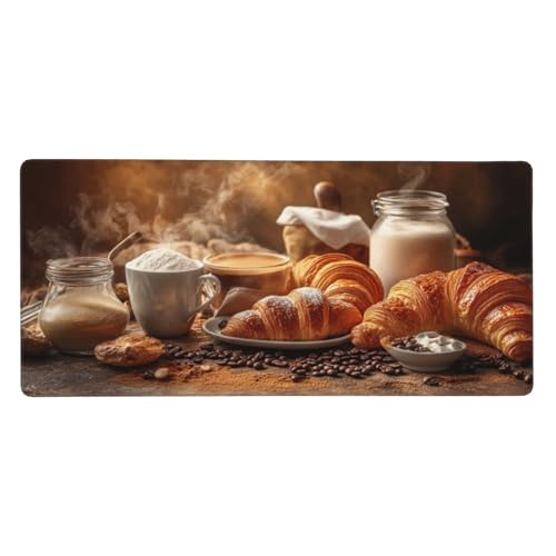 Kaffee Gaming Mauspad XXL 900x300x3 mm, Essen Mauspad Groß Vernähte Kanten, Mousepad mit Anti Rutsch Basis Resistent Weiche Oberfläche, Schreibtisch Unterlage für Tastatur, PC, Laptop Dekorieren-L977 von Wuleogxi