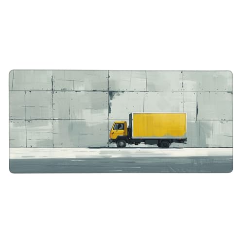 LKW Gaming Mauspad XXL 500x250x3 mm, Grau Mauspad Groß Vernähte Kanten, Mousepad mit Anti Rutsch Basis und Wasser Resistent Weiche Oberfläche, Schreibtisch Unterlage für Tastatur, PC, Laptop Dekor von Wuleogxi