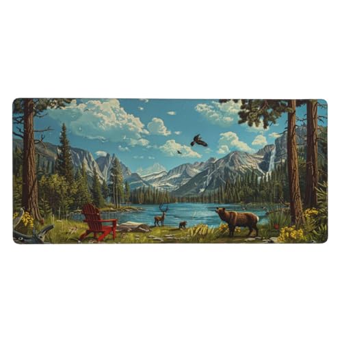 Landschaft Mauspad XXL Gaming 1200x600x3 mm, Mauspad Groß Tier Mousepad mit Anti Rutsch Basis und Wasser Resistent Weiche Oberfläche, Verbesserung Präzision Geschwindigkeit der Büroarbeit, Desk Mat von Wuleogxi