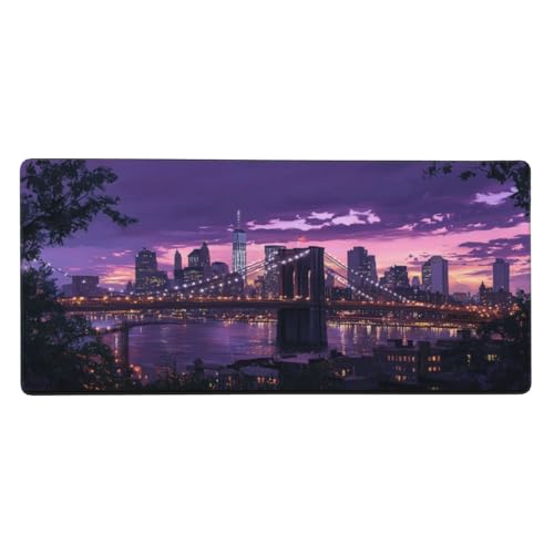 Lila Mauspad XXL Gaming 1200x600x3 mm, Mauspad Groß Stadt Mousepad mit Anti Rutsch Basis Resistent Weiche Oberfläche, Verbesserung Präzision Geschwindigkeit der Büroarbeit, Desk Mat Dekorieren-L1461 von Wuleogxi