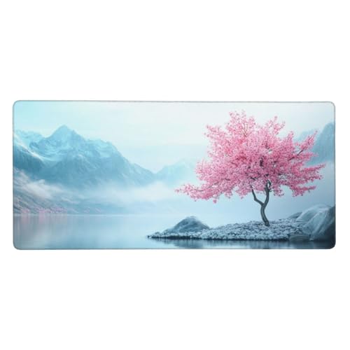 Mauspad Groß Baum, Berg Mousepad XXL 1200x600x3 mm, Gaming Mauspad mit rutschfeste GummiBasis Resistent Weiche Oberfläche, Schreibtischunterlage Vernähte Kanten für Büro und Home Dekorieren-L1243 von Wuleogxi