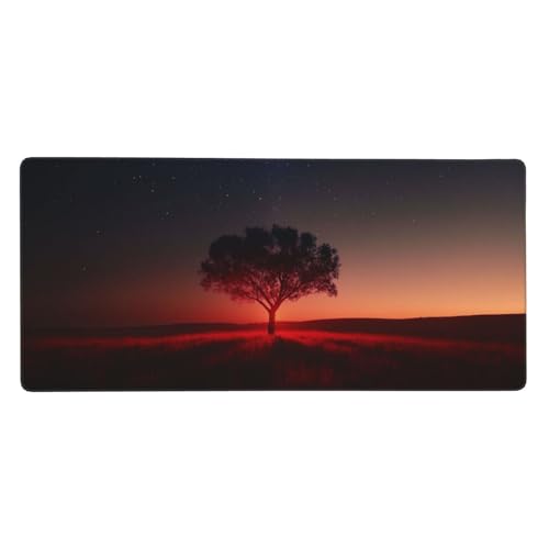 Mauspad Groß Baum, Landschaft Mousepad XXL 700x400x3 mm, Gaming Mauspad mit Rutschfeste GummiBasis Resistent Weiche Oberfläche, Schreibtischunterlage Vernähte Kanten für Büro und Home Dekorieren-L1261 von Wuleogxi