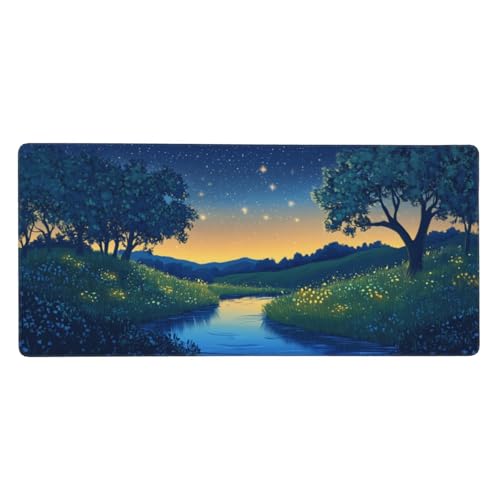 Mauspad Groß Baum, Landschaft Mousepad XXL 800x400x3 mm, Gaming Mauspad mit Rutschfeste GummiBasis Resistent Weiche Oberfläche, Schreibtischunterlage Vernähte Kanten für Büro und Home Dekorieren-L1259 von Wuleogxi