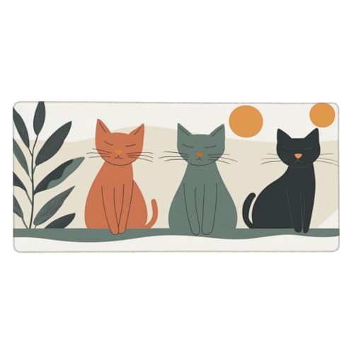 Mauspad Groß Katze, Abstrakt Mousepad XXL 1200x600x3 mm, Gaming Mauspad mit Rutschfeste GummiBasis Resistent Weiche Oberfläche, Schreibtischunterlage Vernähte Kanten für Büro und Home Dekorieren-L1186 von Wuleogxi