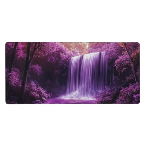 Mauspad Groß Lila, Fallen Mousepad XXL 1200x600x3 mm, Gaming Mauspad mit rutschfeste GummiBasis Resistent Weiche Oberfläche, Schreibtischunterlage Vernähte Kanten für Büro und Home Dekorieren-L1426 von Wuleogxi