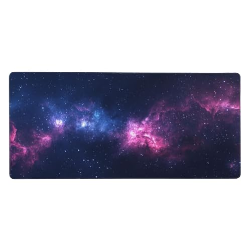 Mauspad Groß Rosa, Sternenhimmel Mousepad XXL 800x300x3 mm, Gaming Mauspad mit rutschfeste Gummibasis und Wasser Resistent Weiche Oberfläche, Schreibtischunterlage Vernähte Kanten für Büro Home Dekor von Wuleogxi