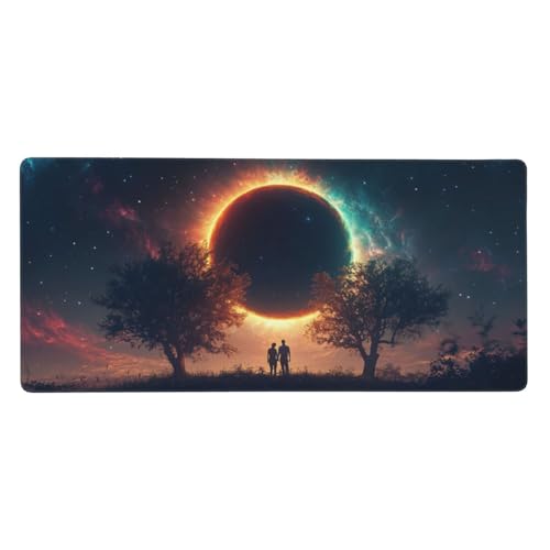 Mauspad Groß Sternenhimmel,Paar Mousepad XXL 900x400x3 mm,Gaming Mauspad mit Rutschfeste GummiBasis Resistent Weiche Oberfläche,Schreibtischunterlage Vernähte Kanten für Büro und Home Dekorieren-L1539 von Wuleogxi