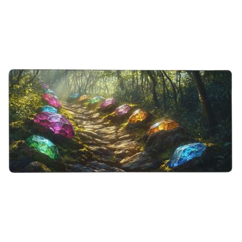 Mauspad Groß Wald, Juwel Mousepad XXL 700x400x3 mm, Gaming Mauspad mit rutschfeste GummiBasis Resistent Weiche Oberfläche, Schreibtischunterlage Vernähte Kanten für Büro und Home Dekorieren-L1339 von Wuleogxi