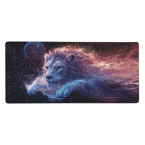 Planet Mauspad XXL Gaming 800x300x3 mm, Mauspad Groß Löwe Mousepad mit Anti Rutsch Basis Resistent Weiche Oberfläche, Verbesserung Präzision Geschwindigkeit der Büroarbeit, Desk Mat Dekorieren-L1523 von Wuleogxi