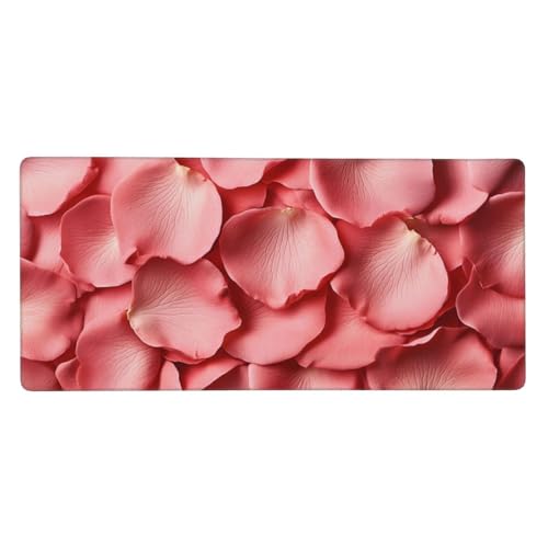 Rosa Mauspad XXL Gaming 900x300x3 mm, Mauspad Groß Blütenblatt Mousepad mit Anti Rutsch Basis und Wasser Resistent Weiche Oberfläche, Verbesserung Präzision Geschwindigkeit der Büroarbeit, Desk Mat von Wuleogxi