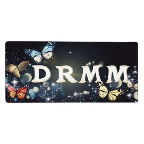 Schmetterling Gaming Mauspad XXL 500x250x3 mm, Schwarz Mauspad Groß Vernähte Kanten, Mousepad mit Anti Rutsch Basis Wasser Resistent Weiche Oberfläche, Schreibtisch Unterlage für Tastatur, PC, Laptop von Wuleogxi