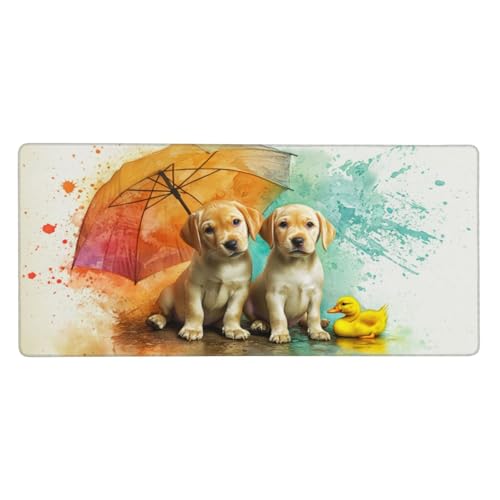 Tier Gaming Mauspad XXL 1000x500x3 mm, Hund Mauspad Groß Vernähte Kanten, Mousepad mit Anti Rutsch Basis Resistent Weiche Oberfläche, Schreibtisch Unterlage für Tastatur, PC, Laptop Dekorieren-L42 von Wuleogxi