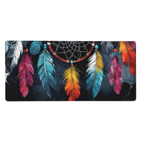 Traumfänger Mauspad XXL Gaming 1200x600x3 mm, Mauspad Groß Farbe Mousepad mit Anti Rutsch Basis und Wasser Resistent Weiche Oberfläche, Verbesserung Präzision Geschwindigkeit der Büroarbeit, Desk Mat von Wuleogxi