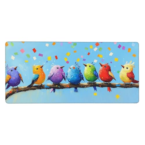 Vogel Mauspad XXL Gaming 600x400x3 mm,Mauspad Groß Karikatur Mousepad mit Anti Rutsch Basis Resistent Weiche Oberfläche,Verbesserung Präzision Geschwindigkeit der Büroarbeit,Desk Mat Dekorieren-L1081 von Wuleogxi