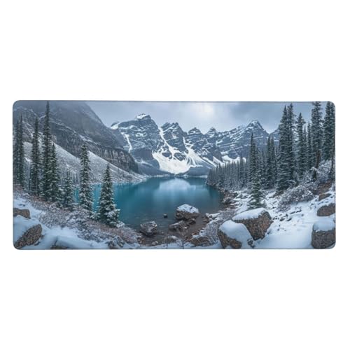 Wald Mauspad XXL Gaming 1200x600x3 mm,Mauspad Groß Schneeberg Mousepad mit Anti Rutsch Basis Resistent Weiche Oberfläche,Verbesserung Präzision Geschwindigkeit der Büroarbeit,Desk Mat Dekorieren-L1230 von Wuleogxi