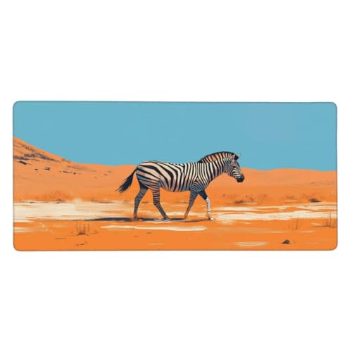 Wüste Gaming Mauspad XXL 600x300x3 mm, Zebra Mauspad Groß Vernähte Kanten, Mousepad mit Anti Rutsch Basis Resistent Weiche Oberfläche, Schreibtisch Unterlage für Tastatur, PC, Laptop Dekorieren-L1327 von Wuleogxi