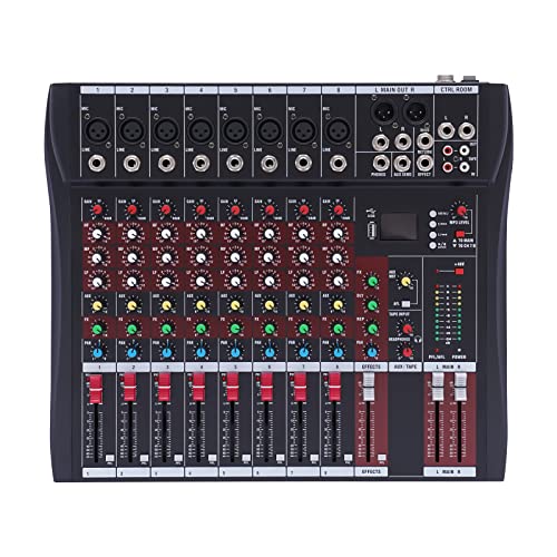 Mischpult,8 Kanal Audio Mixer, Mischpult Mit Usb Dj Für Karaoke Digital Audio Mixer Lcd 48v Phantomspeisung,Für Musikproduktionsstudios Bars und Bühnen von Wulimasun