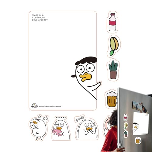 Wuyooprt Magnetische, trocken abwischbare Tafel – wiederverwendbares Kühlschrank-Whiteboard, leistungsstarker Magnet, Kühlschrankkalender, Cartoon-Design, Planungstafel für Familie und Freunde von Wuyooprt