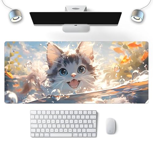 Mauspad mit Anime-Motiv, XXL, Gaming-Mauspad, Gummi, Tier, großes Mauspad, wasserdicht, glatt, 80 x 30 cm von Wuyouni