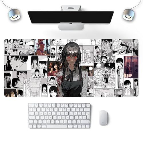 Wuyouni Anime Chainsaw Man Yoru Gaming Mauspad 800 x 300 mm XXL Erweitertes Mauspad Tastatur Mauspad mit rutschfester Gummiunterseite genähte Kanten für Bürospiel von Wuyouni