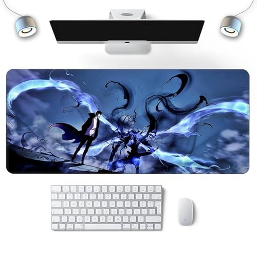 Wuyouni Anime Solo Leveling Gaming-Mauspad, 31,5 x 11,8 cm, XXL, großes Tastatur-Mauspad, Schreibtischunterlage mit rutschfester Gummiunterseite, genähte Kanten für Heimbüro, Spiel von Wuyouni