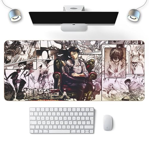 Wuyouni Attack on Titan Erweitertes Gaming-Mauspad, cooles Anime-Levi Ackerman-Mauspad, Computer-Tastatur und Mäuse, Kombi-Pads, 30 x 80 cm von Wuyouni