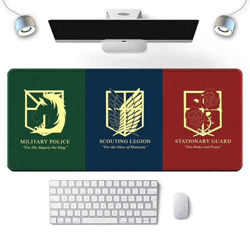 Wuyouni Attack on Titan Mauspad Anime Mauspad XXL Mauspad Tischmatte 800 x 300 x 3 mm rutschfeste Gummiunterseite genähte Kanten - Großes Mauspad für Gaming Laptop von Wuyouni