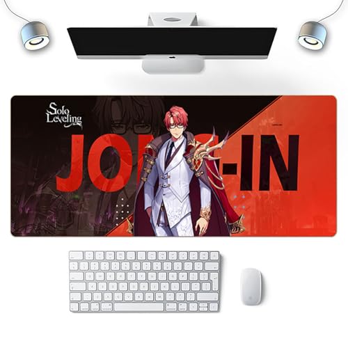 Wuyouni Choi Jong-in Anime Solo Leveling Gaming-Mauspad, 31,5 x 11,8 cm, XXL-Mauspad, großes Tastatur-Mauspad, Schreibtischunterlage mit rutschfester Gummiunterseite, genähte Kanten für Bürospiele von Wuyouni