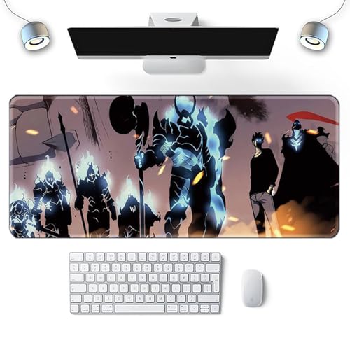 Wuyouni Japanisches Anime-XXL-Mauspad, glatte Oberfläche, Tastatur-Mauspad, rutschfeste Gummiunterseite, wasserdichtes Gaming-Mauspad (Solo-Leveling) von Wuyouni