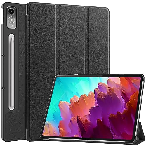 Wuzixi Hülle für Lenovo Tab P12 Pro, PU Leder Flip Schutzhülle Case Tasche mit Ständerfunktion, Auto Sleep/Wake Funktion, Schutzhülle für Lenovo Tab P12 Pro.Schwarz von Wuzixi