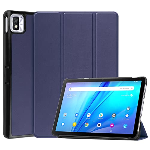 Wuzixi Hülle für TCL Tab 10L 10.1, PU Leder Flip Schutzhülle Case Tasche mit Ständerfunktion, Auto Sleep/Wake Funktion, Schutzhülle für TCL Tab 10L 10.1.Dunkelblau von Wuzixi