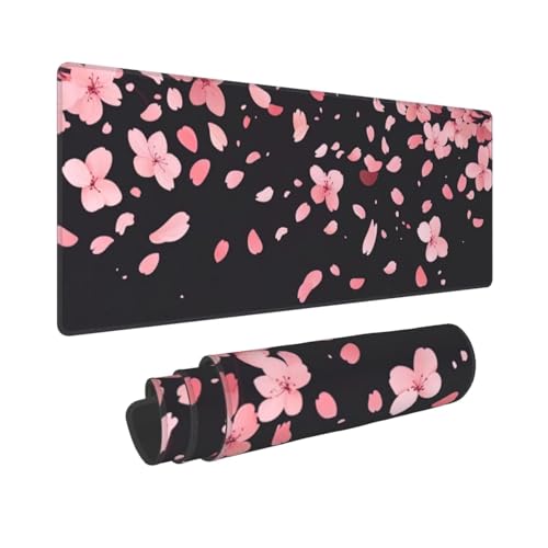 Gaming Mauspad XXL Mousepad Großes Wasserdicht rutschfeste Gummibasis 700x300mm Rosa Blume Verbessert Präzision Geschwindigkei Langlebig Erweiterter Schreibtisch Schutz Mausmatte für PC, Büro L4360 von Wweio