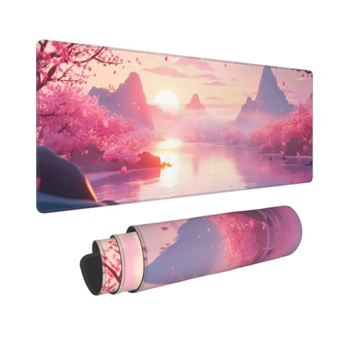 Gaming Mauspad XXL Mousepad Großes Wasserdicht rutschfeste Gummibasis 800x400mm Berge Flüsse Verbessert Präzision Geschwindigkei Langlebig Erweiterter Schreibtisch Schutz Mausmatte für PC, Büro L4924 von Wweio