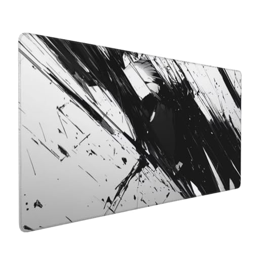 Großes Mauspad XXL, Gaming Mousepad 1200x600mm Verbessert Präzision und Geschwindigkei Langlebig Erweiterter Schreibtisch Schutz Mausmatte mit genähten Kanten Büro, Laptop, Computer Schwarz Weiß H298 von Wweio