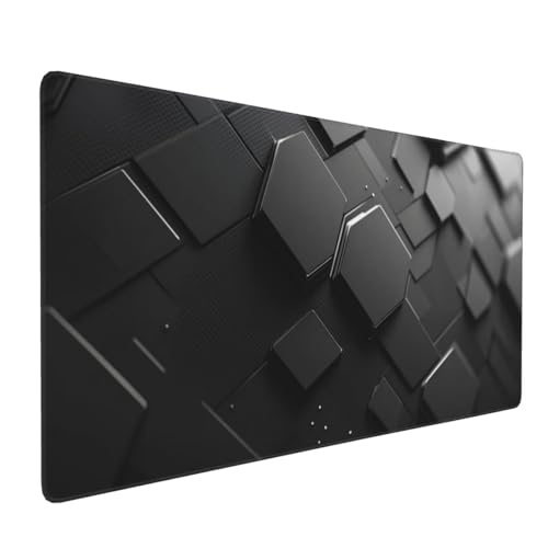 Großes Mauspad XXL, Gaming Mousepad 1200x600mm Verbessert Präzision und Geschwindigkei Langlebig Erweiterter Schreibtisch Schutz Mausmatte mit genähten Kanten Laptop, Computer Schwarzes Sechseck H1962 von Wweio