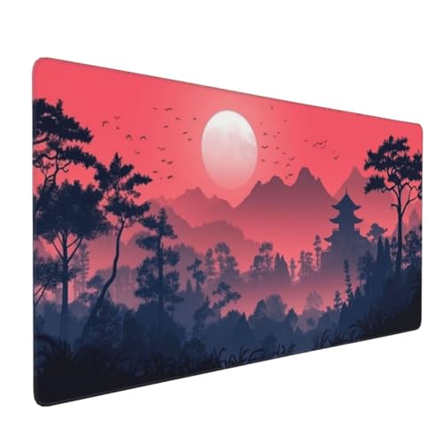 Großes Mauspad XXL, Gaming Mousepad 1200x600mm Verbessert Präzision und Geschwindigkei Langlebig Erweiterter Schreibtisch Schutz Mausmatte mit genähten Kanten PC, Büro, Laptop, Computer Rosa Berg H675 von Wweio