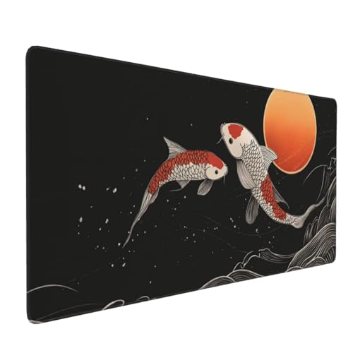 Großes Mauspad XXL, Gaming Mousepad 1200x600mm - Verbessert Präzision und Geschwindigkei Langlebig Erweiterter Schreibtisch Schutz Mausmatte mit genähten Kanten für PC, Büro, Laptop, Computer Koi H792 von Wweio