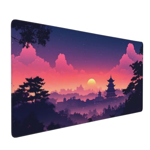 Großes Mauspad XXL, Gaming Mousepad 1500x800mm - Verbessert Präzision und Geschwindigkei, Langlebig Erweiterter Schreibtisch Schutz Mausmatte mit genähten Kanten Laptop, Computer Dämmerungsberg H1339 von Wweio