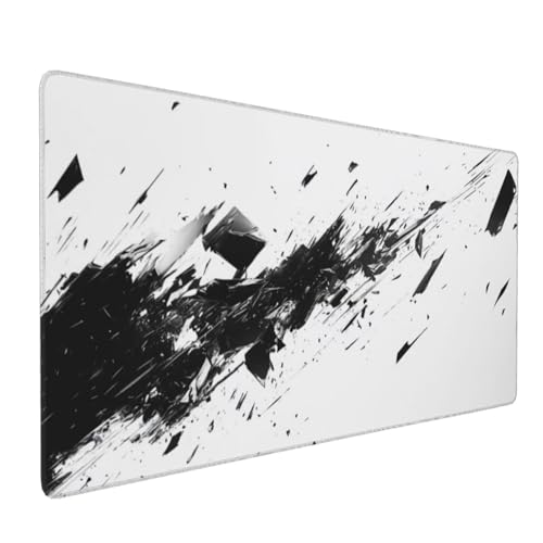 Großes Mauspad XXL, Gaming Mousepad 1500x800mm Verbessert Präzision und Geschwindigkei Langlebig Erweiterter Schreibtisch Schutz Mausmatte mit genähten Kanten Büro, Laptop, Computer Schwarz Weiß H273 von Wweio