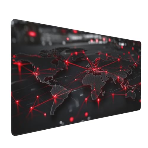 Großes Mauspad XXL, Gaming Mousepad 600x300mm Verbessert Präzision und Geschwindigkei Langlebig Erweiterter Schreibtisch Schutz Mausmatte mit genähten Kanten PC, Büro, Laptop, Computer Weltkarte H952 von Wweio