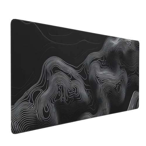 Großes Mauspad XXL, Gaming Mousepad 900x300mm Verbessert Präzision und Geschwindigkei Langlebig Erweiterter Schreibtisch Schutz Mausmatte mit genähten Kanten Büro, Laptop, Computer Weiße Linien H1137 von Wweio