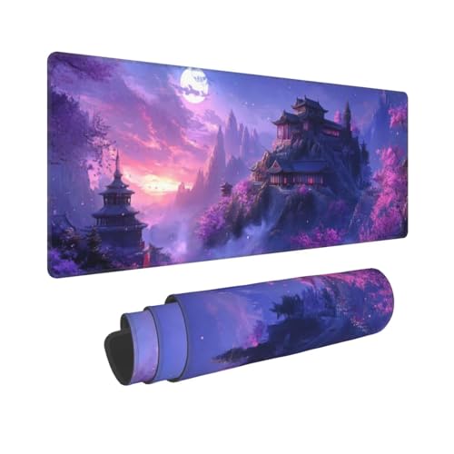 Großes Mauspad XXL Gaming Mousepad Wasserdicht rutschfeste Gummibasis 600x300mm Purpurner Berg Verbessert Präzision Geschwindigkei Langlebig Erweiterter Schreibtisch Schutz Mausmatte für PC, Büro L35 von Wweio