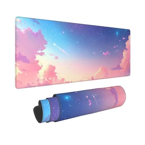 Großes Mauspad XXL Gaming Mousepad Wasserdicht rutschfeste Gummibasis 600x400mm Hellblaue Wolke Verbessert Geschwindigkei Langlebig Erweiterter Schreibtisch Schutz Mausmatte für PC, Büro,LaptopL2115 von Wweio